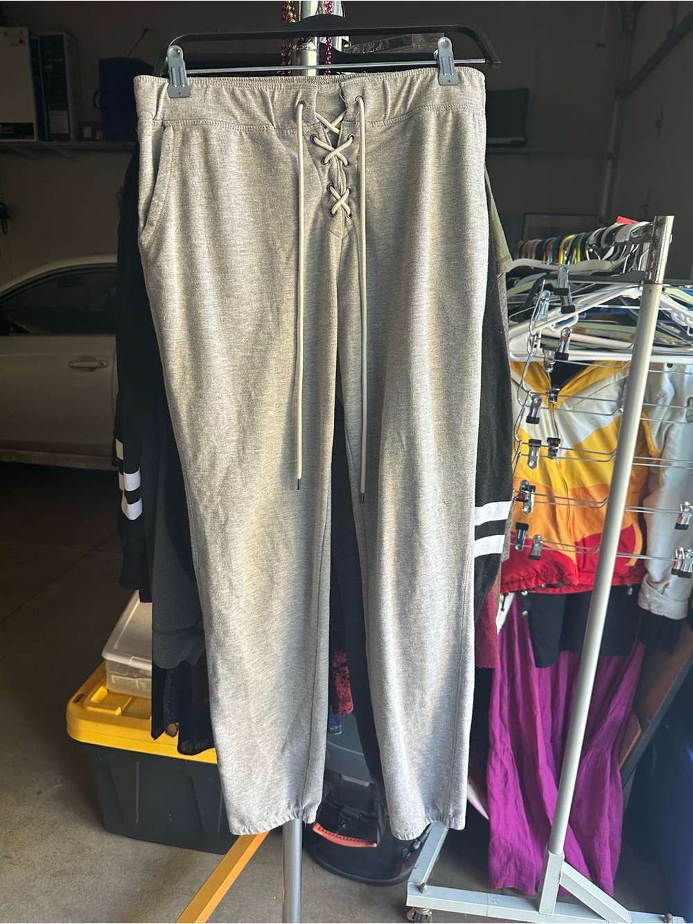 Cloud Chaser Light Gray Lace-Up Joggers